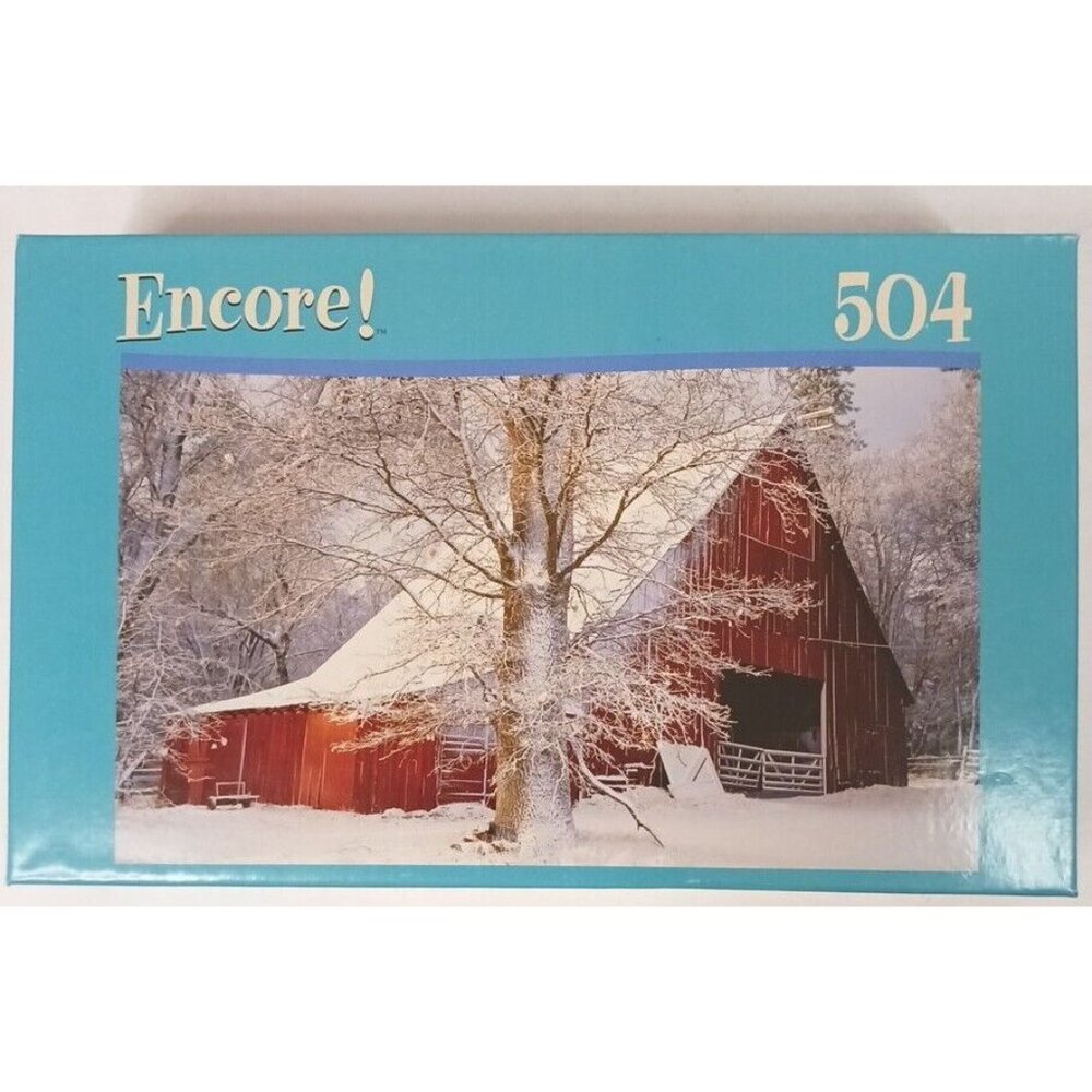 Mega Encore 504 Piece Puzzle Barn Snow Landscape 10" 3/4 x 18" Factory Sealed